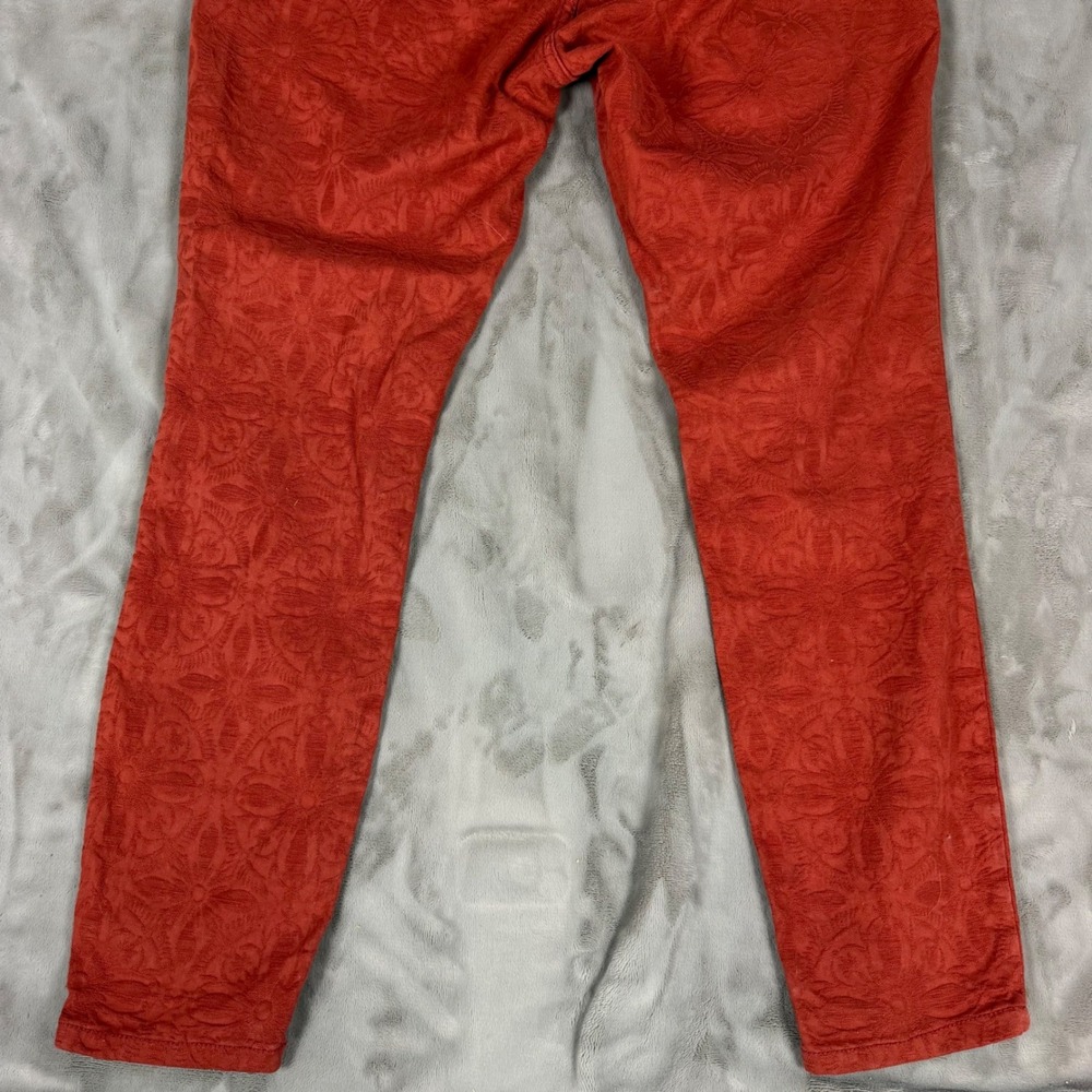 Anthropologie Pilcro High Rise Skinny Pants Rust Orange Floral Jacquard Size 32 - Picture 10 of 10